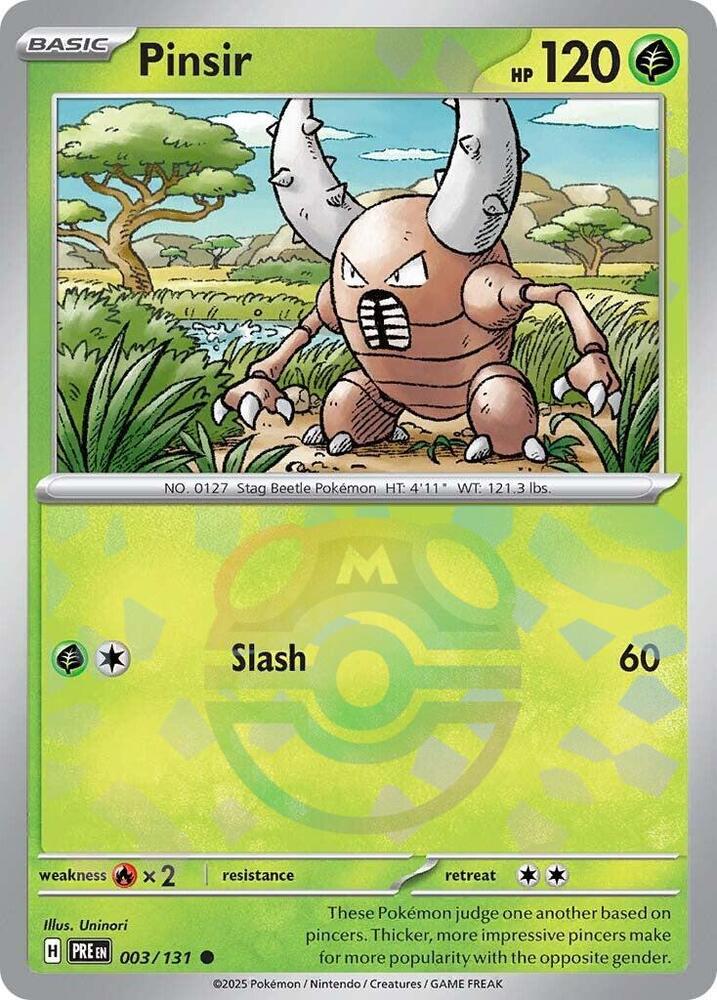 Pinsir (Master Ball Pattern) 003/131 Common Prismatic Evolutions Pokémon card