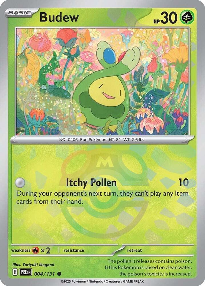 Budew (Master Ball Pattern) 004/131 Common Prismatic Evolutions Pokémon card