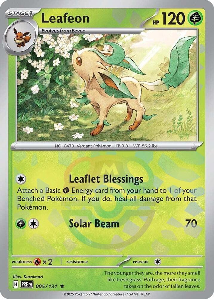 Leafeon (Master Ball Pattern) 005/131 Rare Prismatic Evolutions Pokémon card