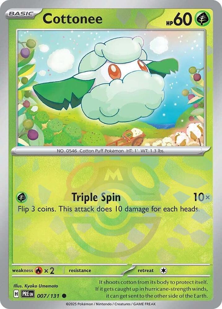 Cottonee (Master Ball Pattern) 007/131 Common Prismatic Evolutions Pokémon card