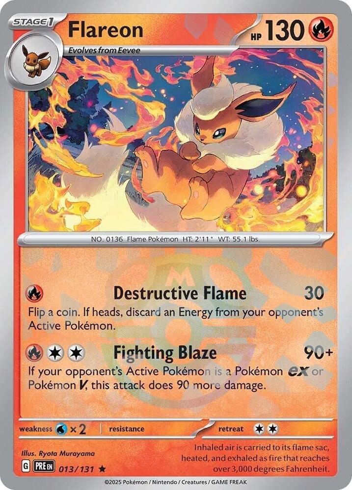 Flareon (Master Ball Pattern) 013/131 Rare Prismatic Evolutions Pokémon card
