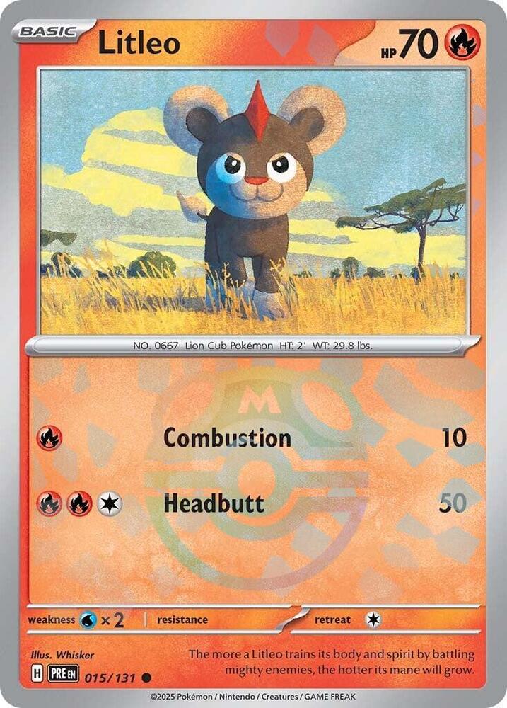Litleo (Master Ball Pattern) 015/131 Common Prismatic Evolutions Pokémon card