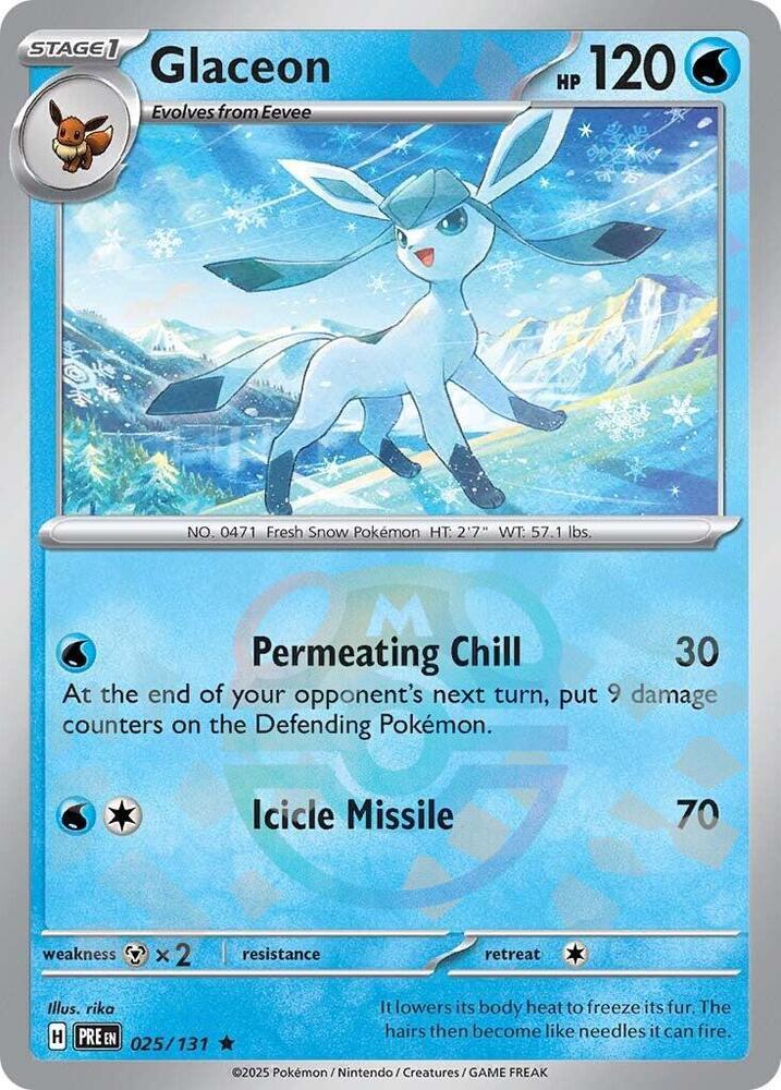 Glaceon (Master Ball Pattern) 025/131 Rare Prismatic Evolutions Pokémon card