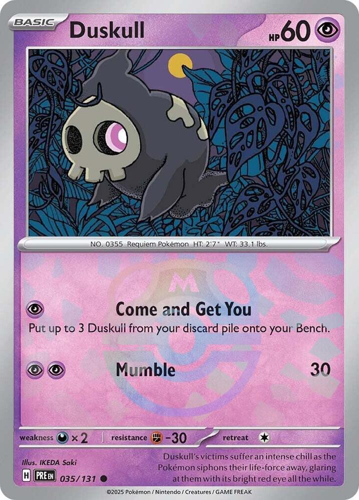 Duskull (Master Ball Pattern) 035/131 Common Prismatic Evolutions Pokémon card