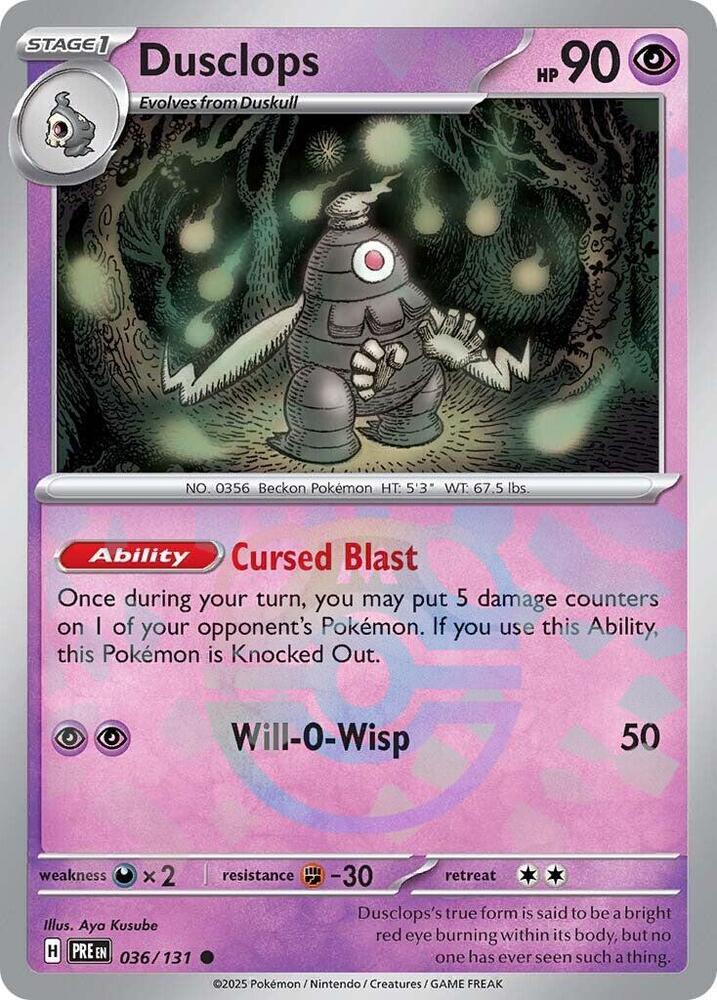 Dusclops (Master Ball Pattern) 036/131 Common Prismatic Evolutions Pokémon card