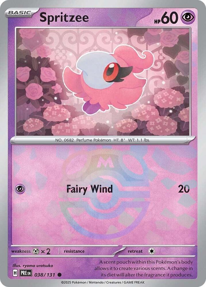Spritzee (Master Ball Pattern) 038/131 Common Prismatic Evolutions Pokémon card