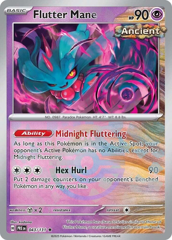 Flutter Mane (Master Ball Pattern) 043/131 Rare Prismatic Evolutions Pokémon card