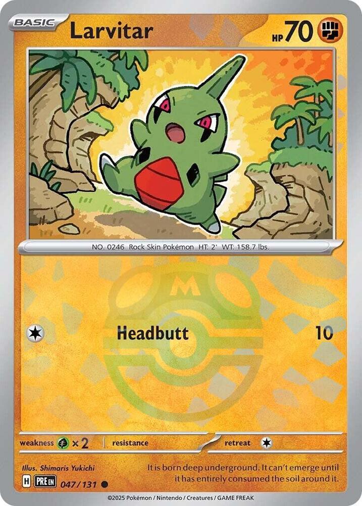 Larvitar (Master Ball Pattern) 047/131 Common Prismatic Evolutions Pokémon card