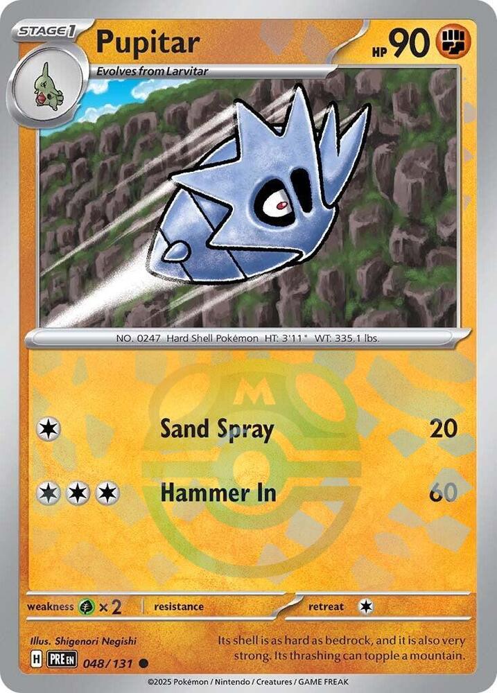 Pupitar (Master Ball Pattern) 048/131 Common Prismatic Evolutions Pokémon card