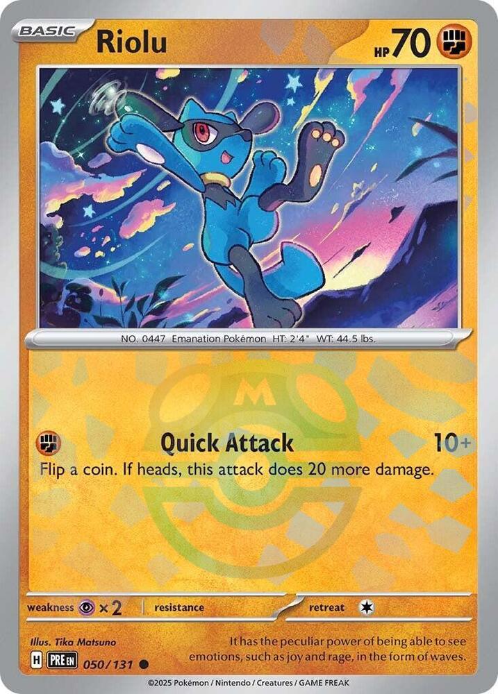 Riolu (Master Ball Pattern) 050/131 Common Prismatic Evolutions Pokémon card