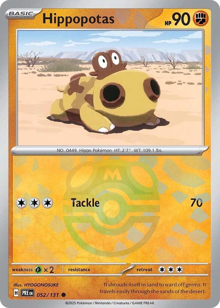 Hippopotas (Master Ball Pattern) 052/131 Common Prismatic Evolutions Pokémon card