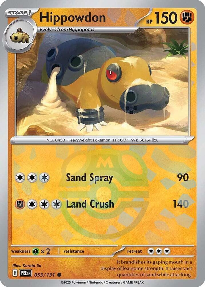 Hippowdon (Master Ball Pattern) 053/131 Common Prismatic Evolutions Pokémon card