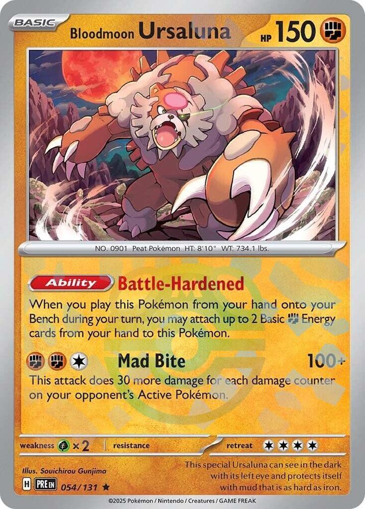 Bloodmoon Ursaluna (Master Ball Pattern) 054/131 Rare Prismatic Evolutions Pokémon card