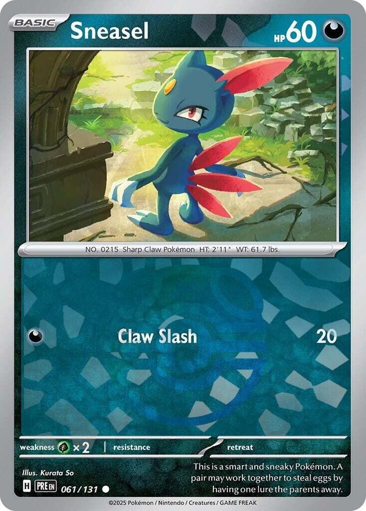 Sneasel (Master Ball Pattern) 061/131 Common Prismatic Evolutions Pokémon card