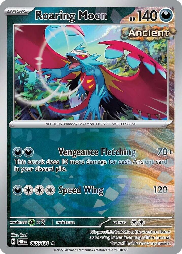 Roaring Moon (Master Ball Pattern) 065/131 Rare Prismatic Evolutions Pokémon card