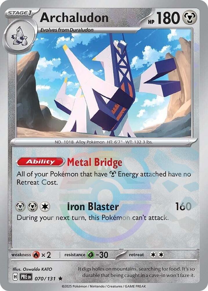 Archaludon (Master Ball Pattern) 070/131 Rare Prismatic Evolutions Pokémon card
