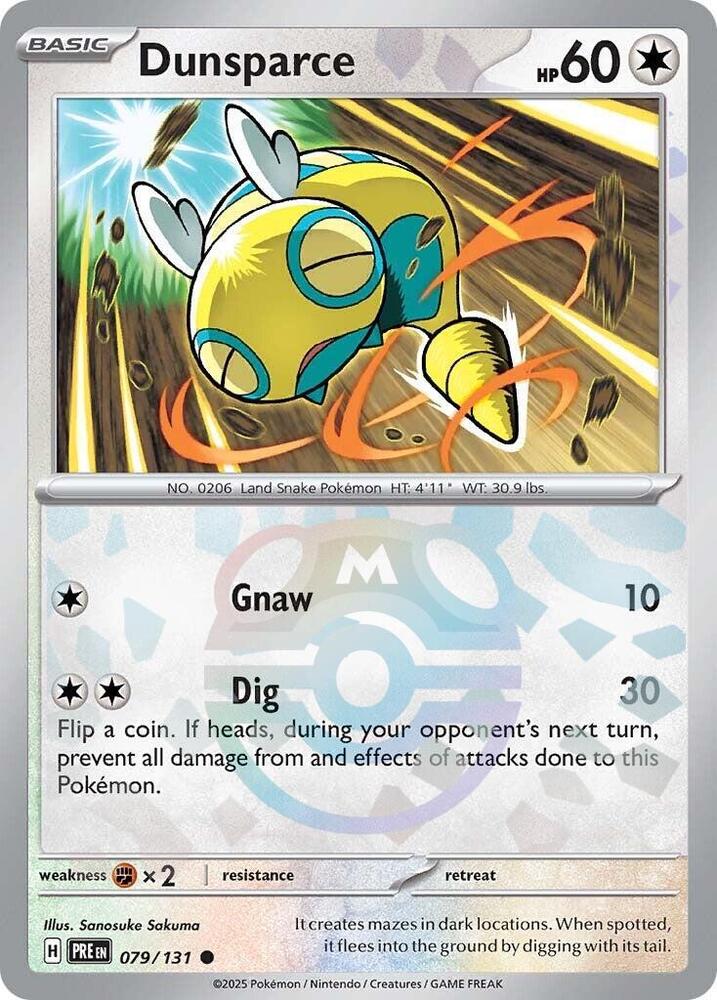 Dunsparce (Master Ball Pattern) 079/131 Common Prismatic Evolutions Pokémon card