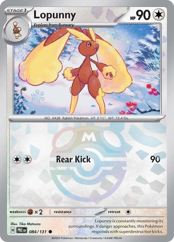 Lopunny (Master Ball Pattern) 084/131 Common Prismatic Evolutions Pokémon card