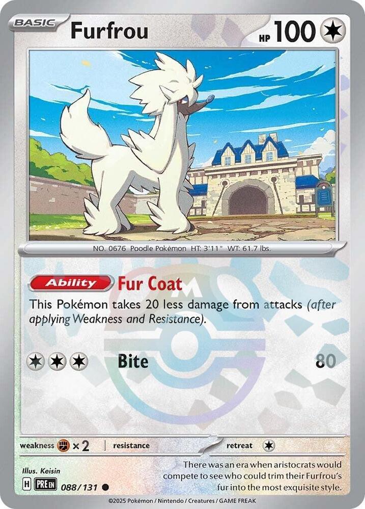 Furfrou (Master Ball Pattern) 088/131 Common Prismatic Evolutions Pokémon card
