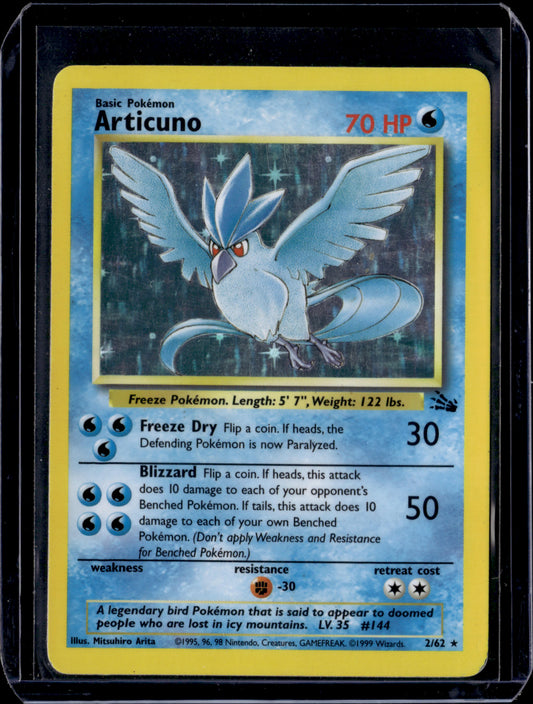 Articuno (2) Fossil #02/62 Unlimited Holofoil Pokémon Card (front)