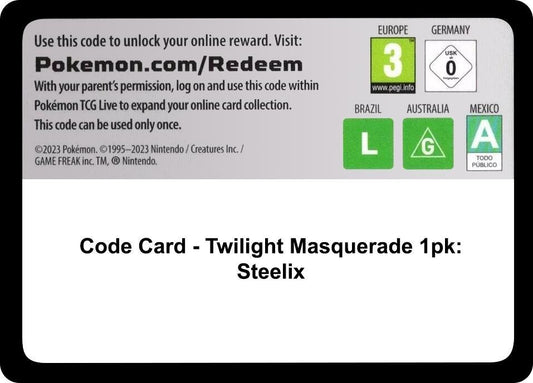 Code Card - Twilight Masquerade Single Pack Blister [Steelix] Code Card Pokémon card