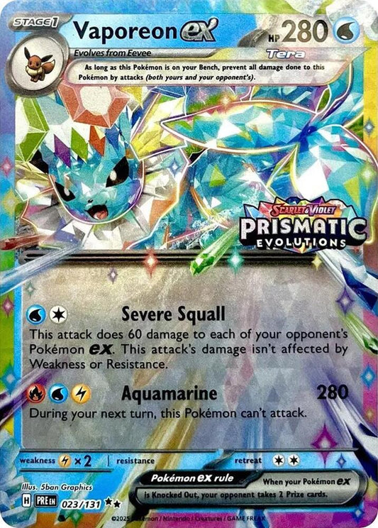 Vaporeon ex - 023/131 (Prismatic Evolutions Stamp) 023/131 Promo Miscellaneous Cards & Products Pokémon card