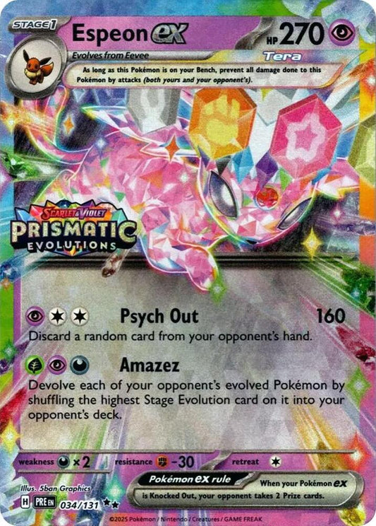 Espeon ex - 034/131 (Prismatic Evolutions Stamp) 034/131 Promo Miscellaneous Cards & Products Pokémon card