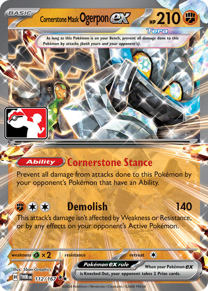 Cornerstone Mask Ogerpon ex - 112/167 112/167 Double Rare Prize Pack Series Cards Pokémon card