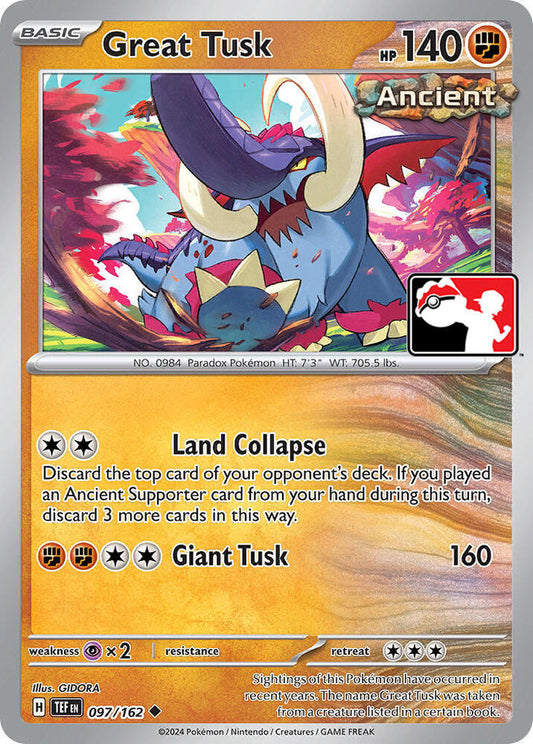 Great Tusk - 097/162 097/162 Uncommon Prize Pack Series Cards Pokémon card