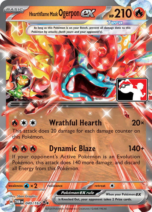 Hearthflame Mask Ogerpon ex - 040/167 040/167 Double Rare Prize Pack Series Cards Pokémon card