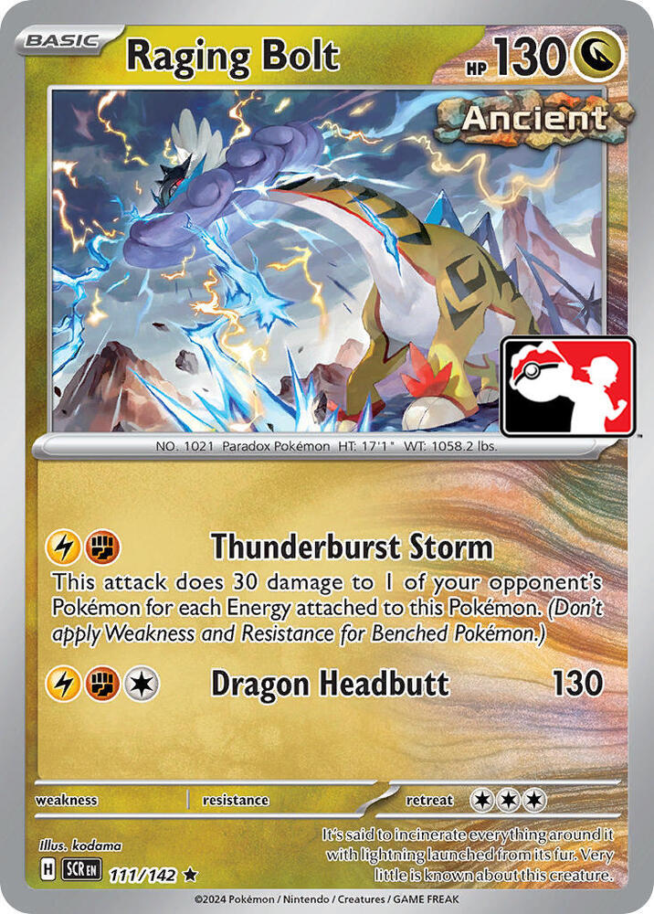 Raging Bolt - 111/142 111/142 Rare Prize Pack Series Cards Pokémon card