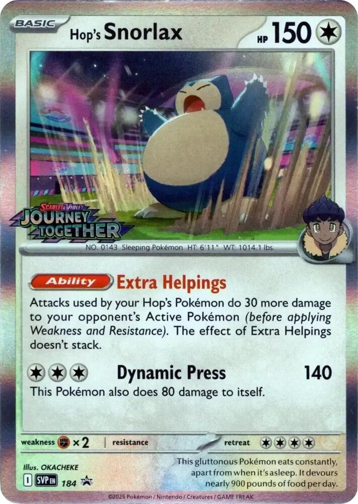 Hop's Snorlax - 184 (Prerelease) - 184 Promo SV: Scarlet & Violet Promo Cards
