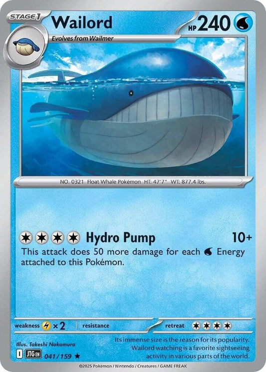 Wailord - 041/159 041/159 Rare Journey Together Pokémon card