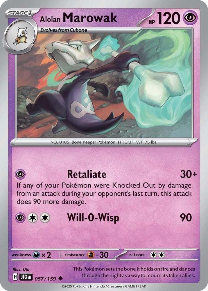 Alolan Marowak 057/159 Uncommon Journey Together Pokémon card
