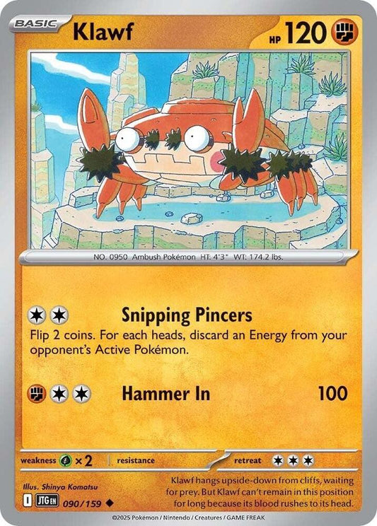 Klawf 090/159 Uncommon Journey Together Pokémon card