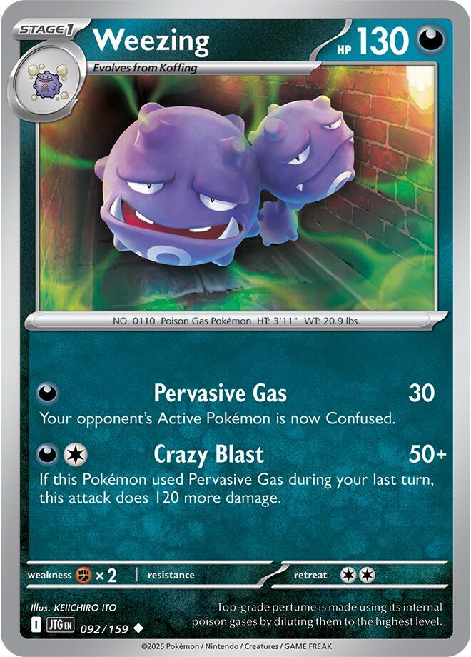 Weezing 092/159 Uncommon Journey Together Pokémon card