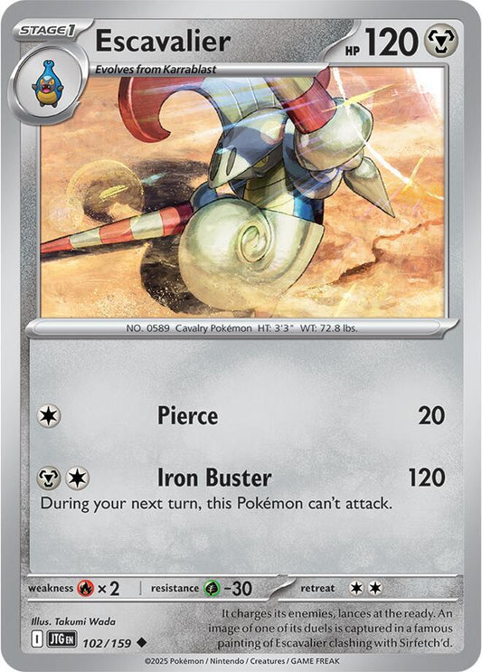 Escavalier 102/159 Uncommon Journey Together Pokémon card
