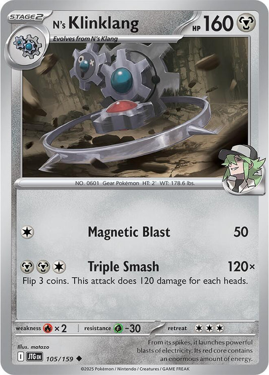 N's Klinklang 105/159 Uncommon Journey Together Pokémon card