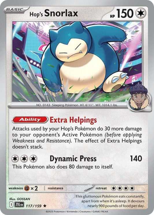Hop's Snorlax 117/159 Rare Journey Together Pokémon card