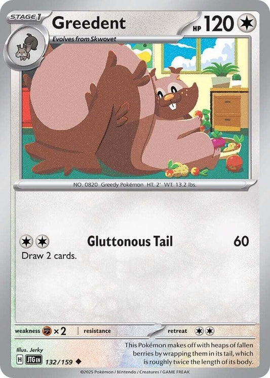 Greedent 132/159 Uncommon Journey Together Pokémon card