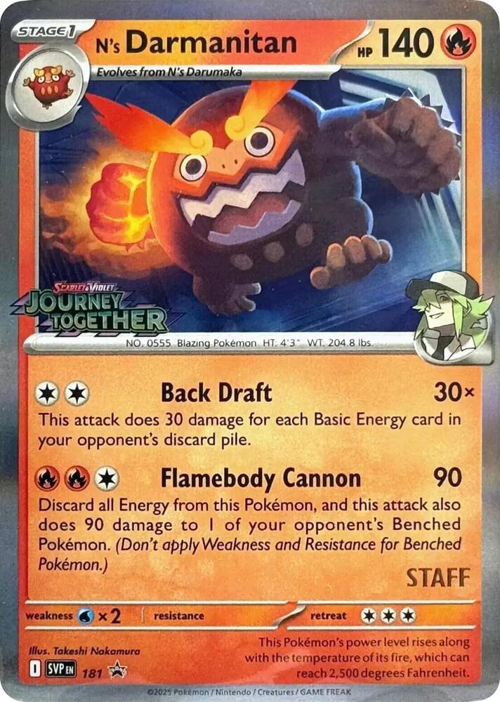 N's Darmanitan - 181 (Prerelease) [Staff] - 181 Promo SV: Scarlet & Violet Promo Cards