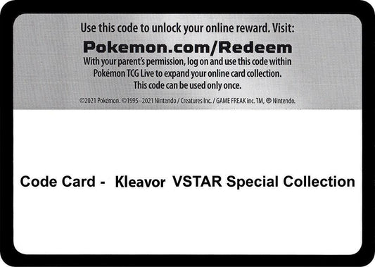 Code Card - Kleavor VSTAR Special Collection Code Card Miscellaneous Cards & Products Pokémon card