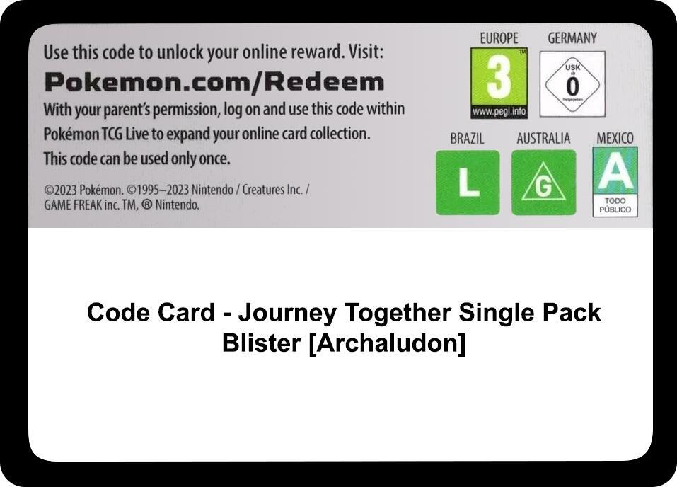 Code Card - Journey Together Single Pack Blister [Archaludon] - Code Card SV09: Journey Together