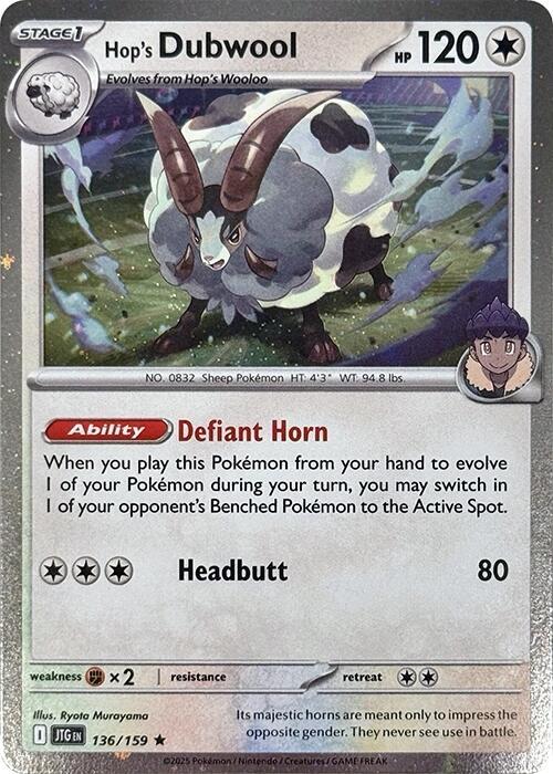Hop's Dubwool (Cosmos Holo) 136/159 Holo Rare Miscellaneous Cards & Products Pokémon card