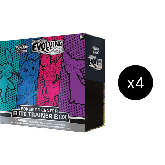 Evolving Skies Pokemon Center Elite Trainer Box Case [Glaceon/Vaporeon/Sylveon/Espeon] (Exclusive) Pokémon card