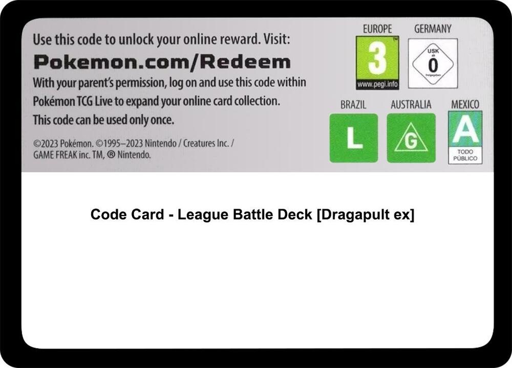 Code Card - League Battle Deck [Dragapult ex] - Code Card Miscellaneous Cards & Products