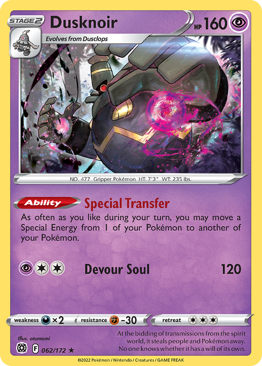 Dusknoir 062/172 Rare Holo Brilliant Stars