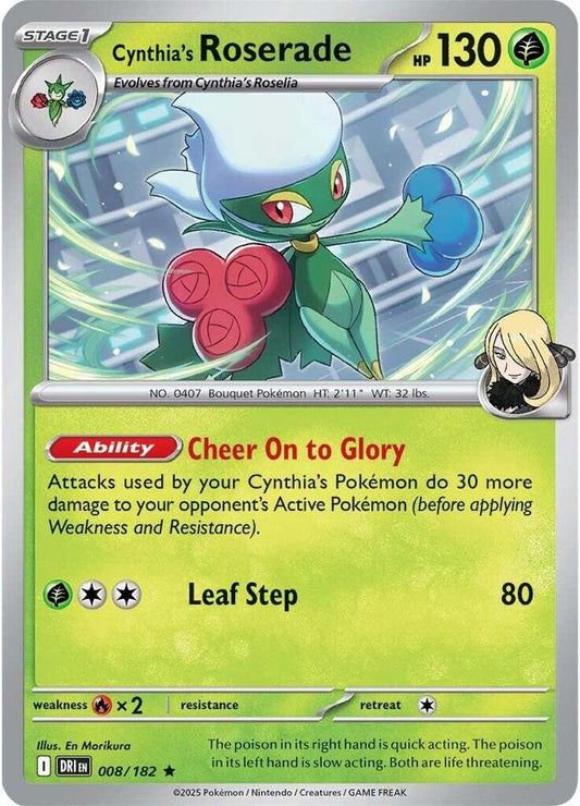 Cynthia's Roserade 008/182 Rare Destined Rivals Pokémon card