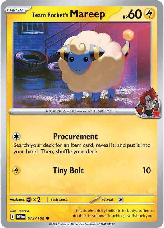 Team Rocket's Mareep 072/182 Common Destined Rivals Pokémon card