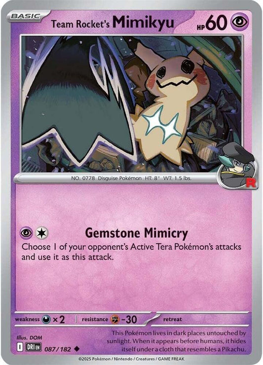 Team Rocket's Mimikyu 087/182 Uncommon Destined Rivals Pokémon card